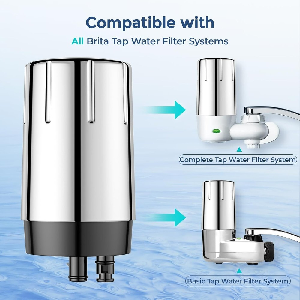 2-Pack Water Filter for Brita Faucet Filter 36311, 36312, FF-100, FR-200, Silver