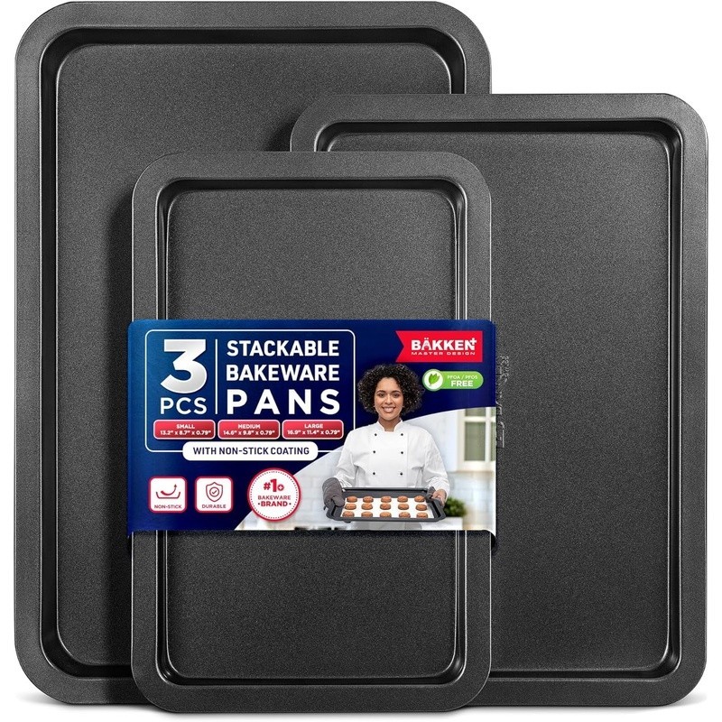 Nonstick Carbon Steel Baking Pan Set 6 Piece Bakeware Set Easy Clean Stackable