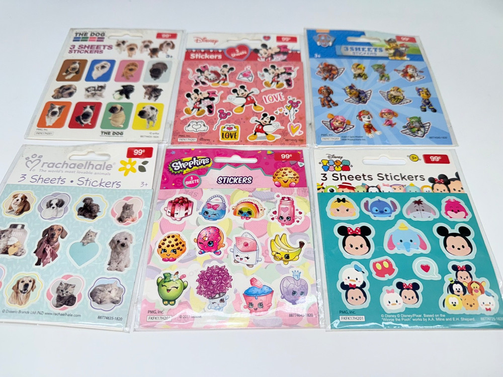 3 Sheet Stickers Assorted Different Designs  (choose one)