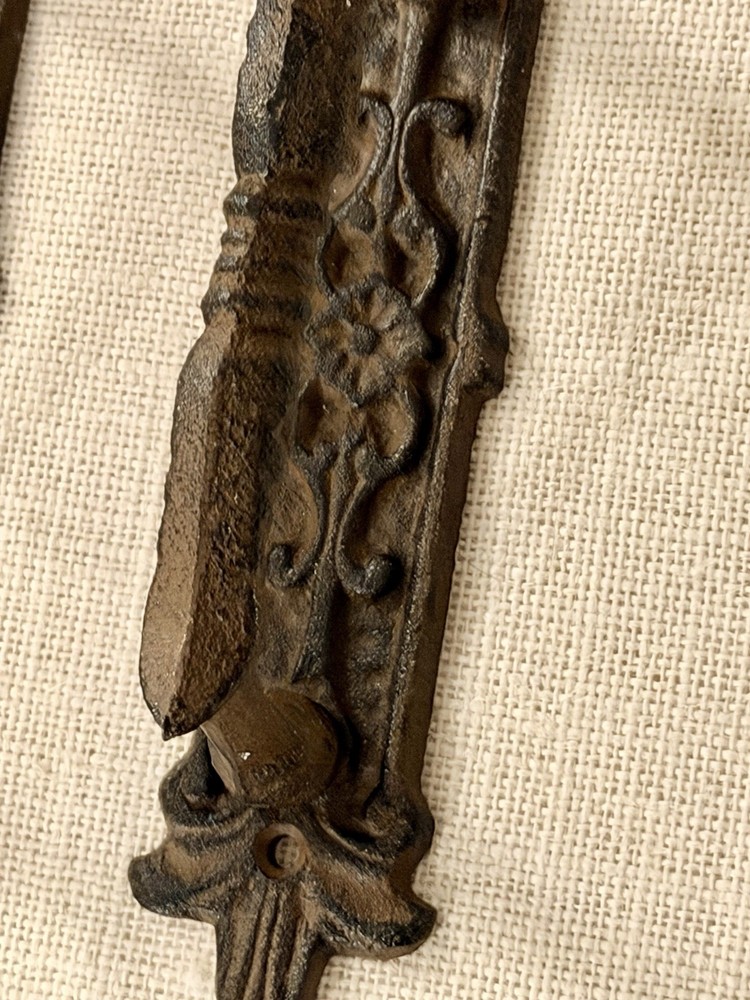 2 Large Victorian Door Handle Pull Cast Iron Fleur De Lis Design Rustic Gothic