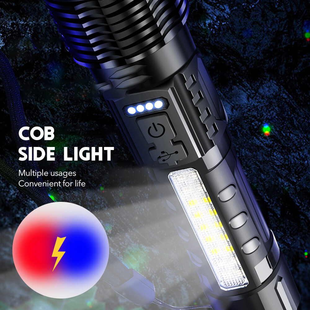 1000000 Lumens Rechargeable Super Bright LED Tactical Flashlight LED Work Light