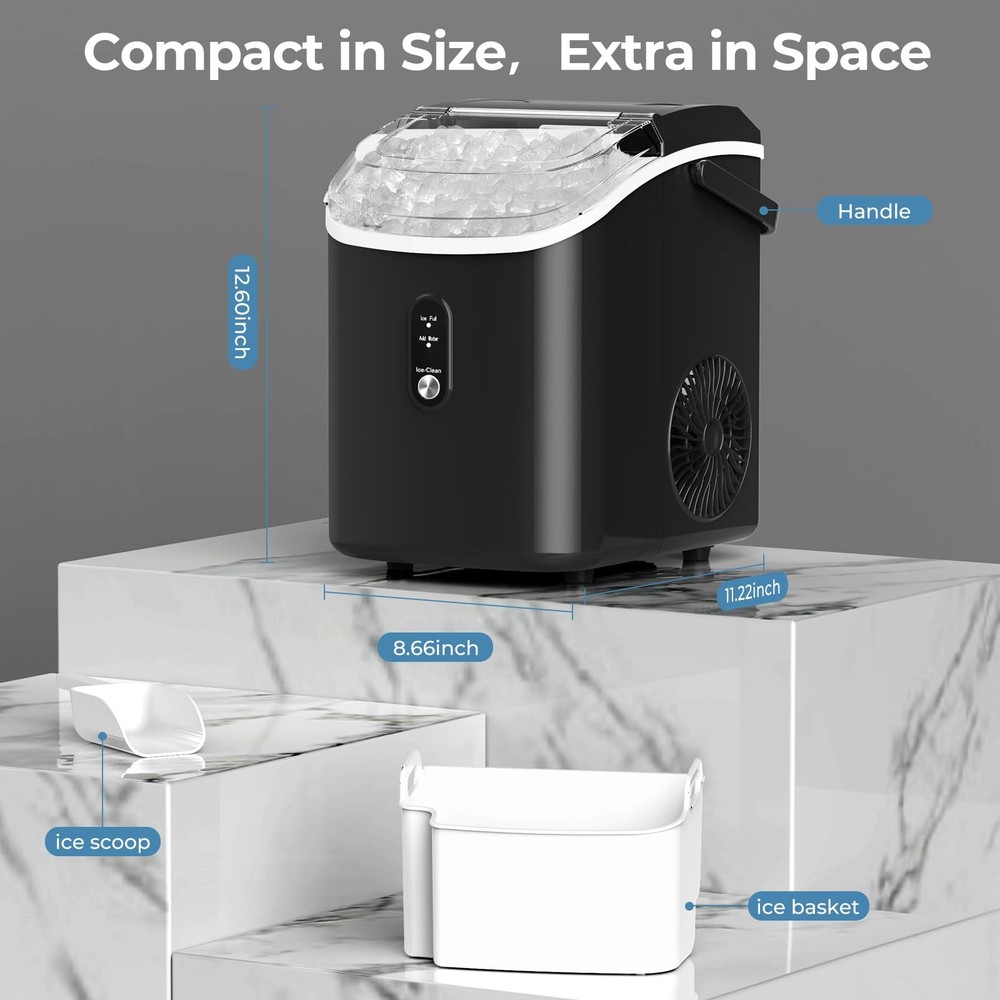Nugget Ice Maker Countertop 35.5Lbs/24Hrs Chewable Sonic Ice Machine with Self