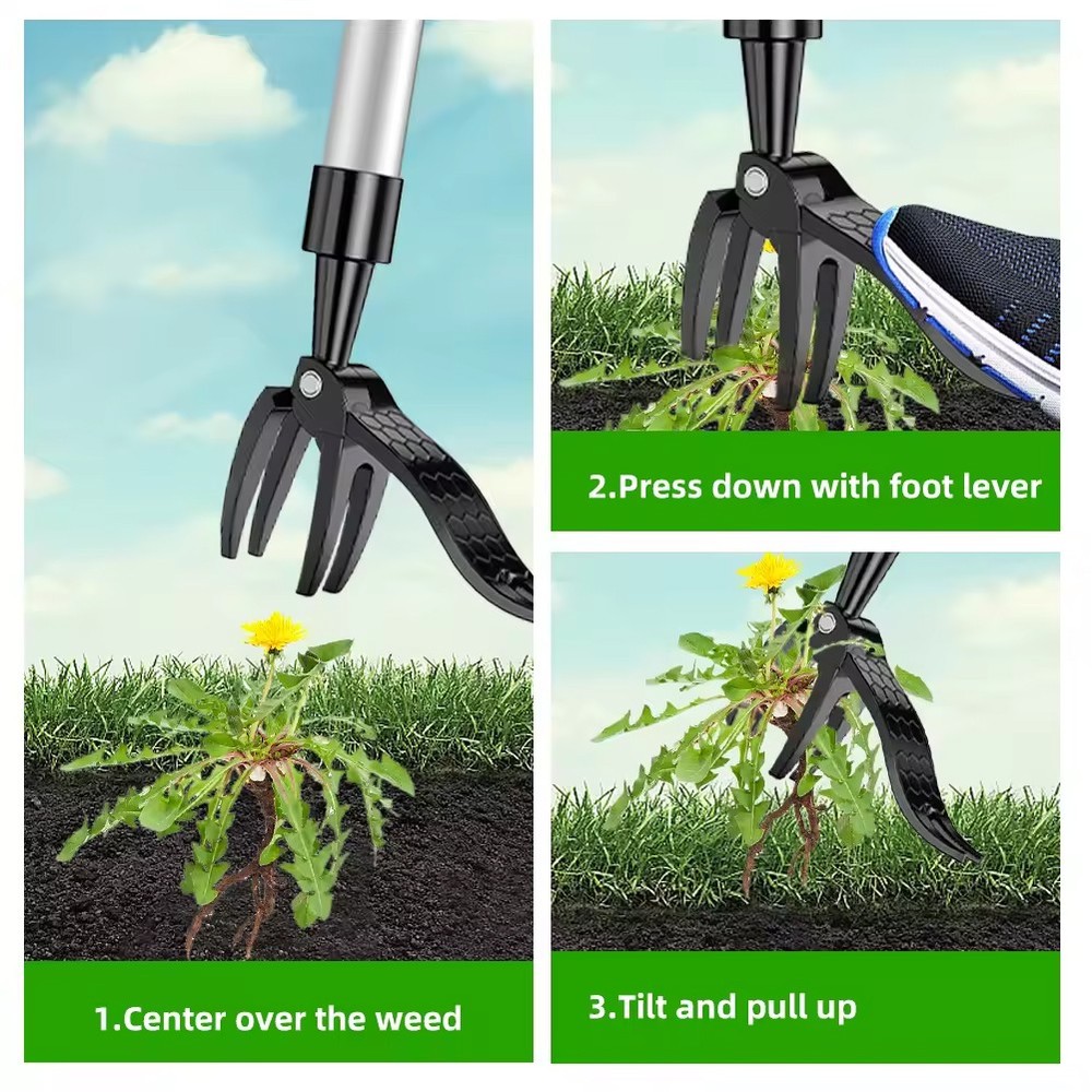 Weeder Puller Stand Up Weed Tool Handle Claw Garden Outdoor Root Remover Killer