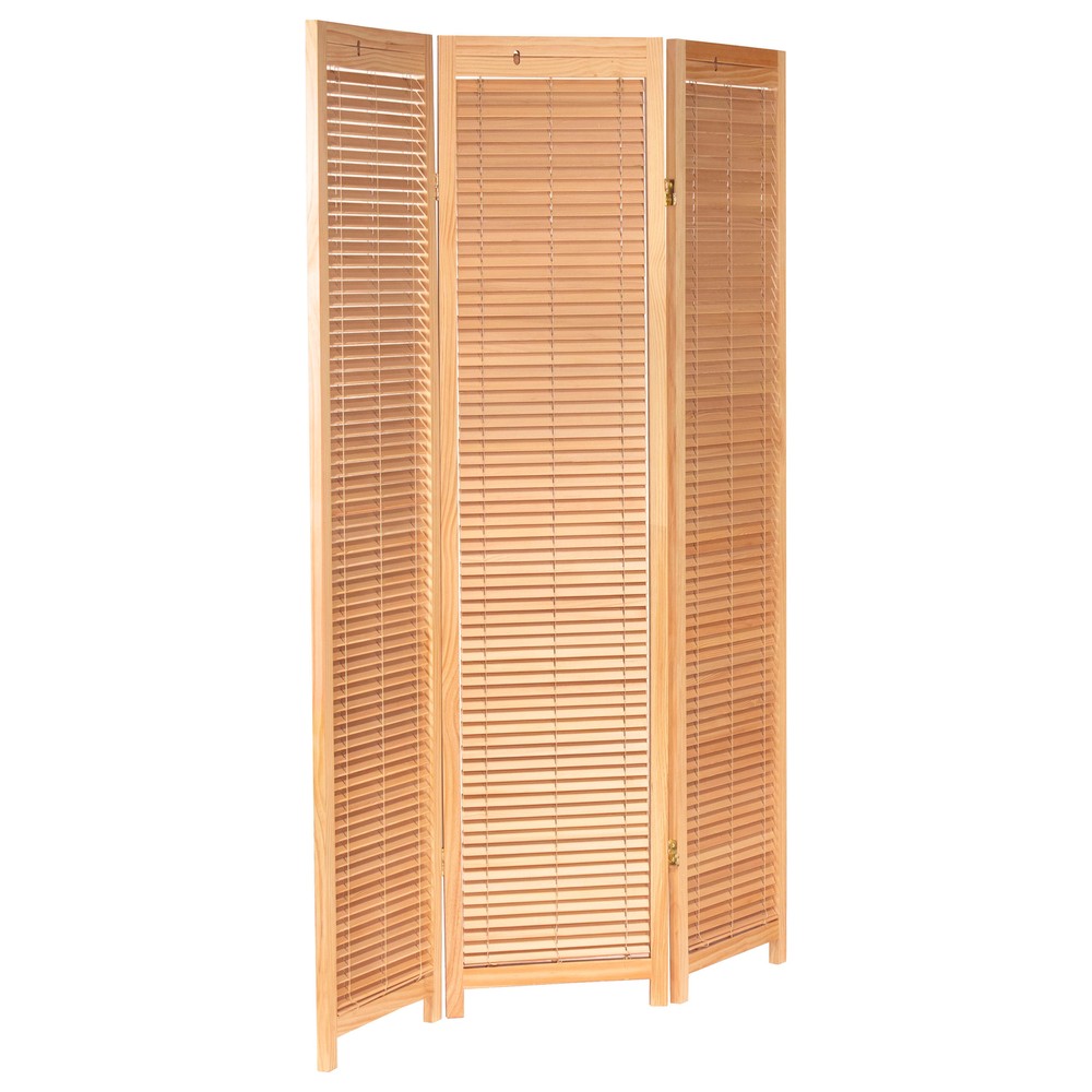 6 ft. Tall Adjustable Shutter Room Divider Natural 3 Panel