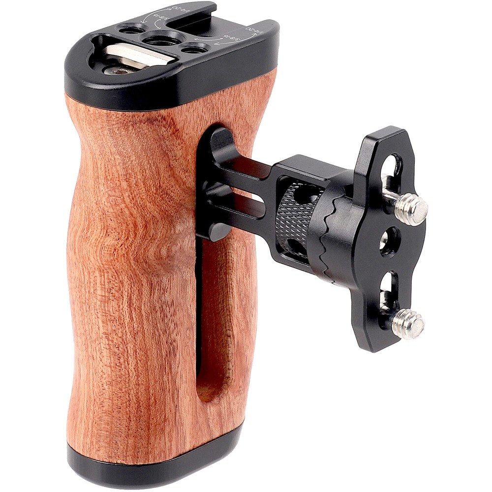 Wooden Side Handle Grip Quick Release Version Mount for Vlogging Camera Cage Rig