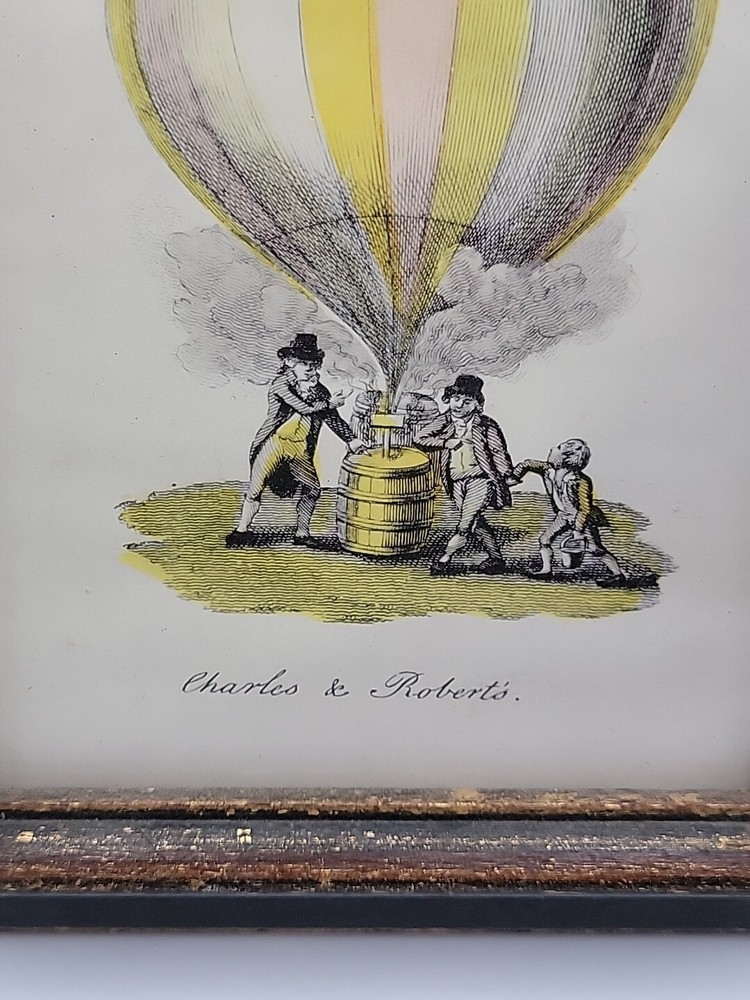 Vintage Charles & Robert's First Hydrogen Balloon Flight Lithograph