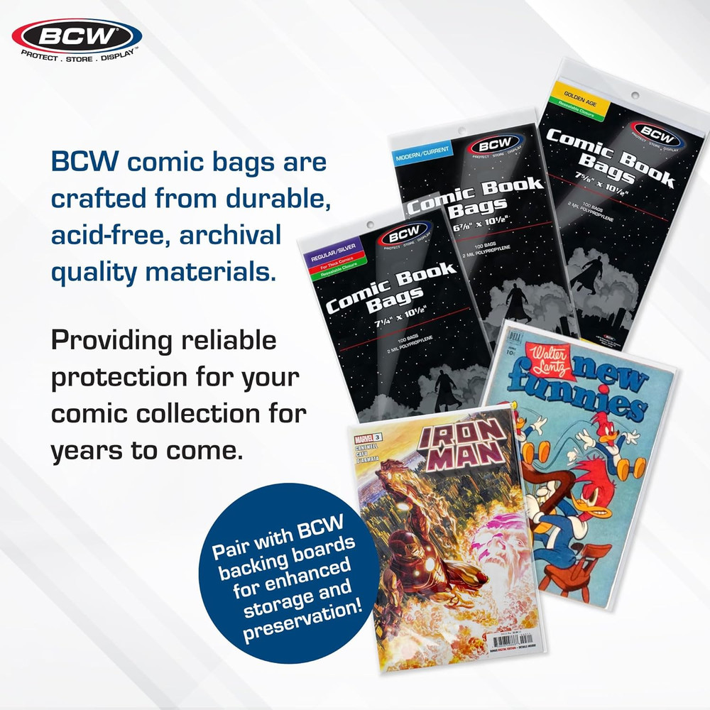 BCW Silver Comic Bags - 200 Count