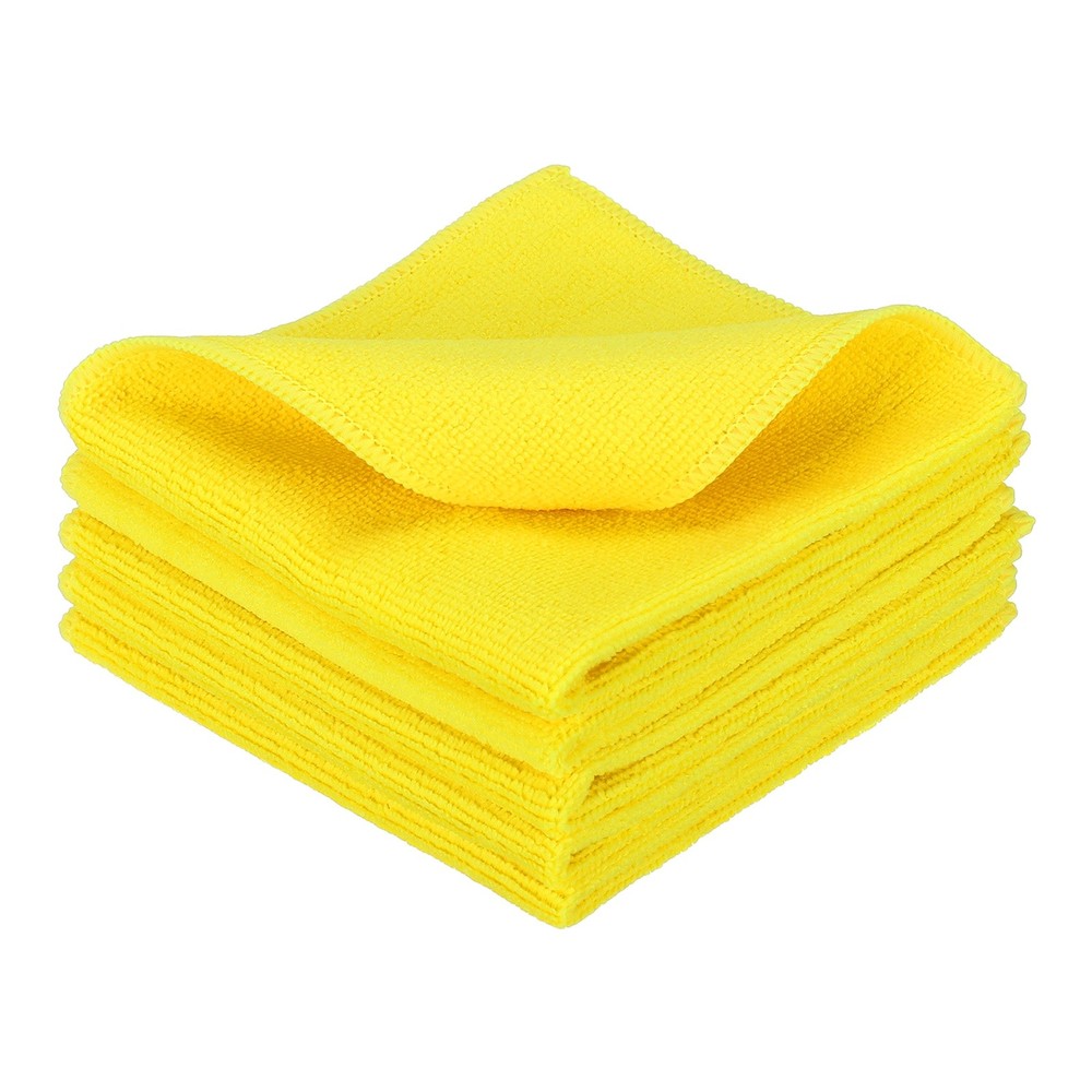 5 Microfiber Cleaning Pieces, Yellow (Square), 30x30 cm