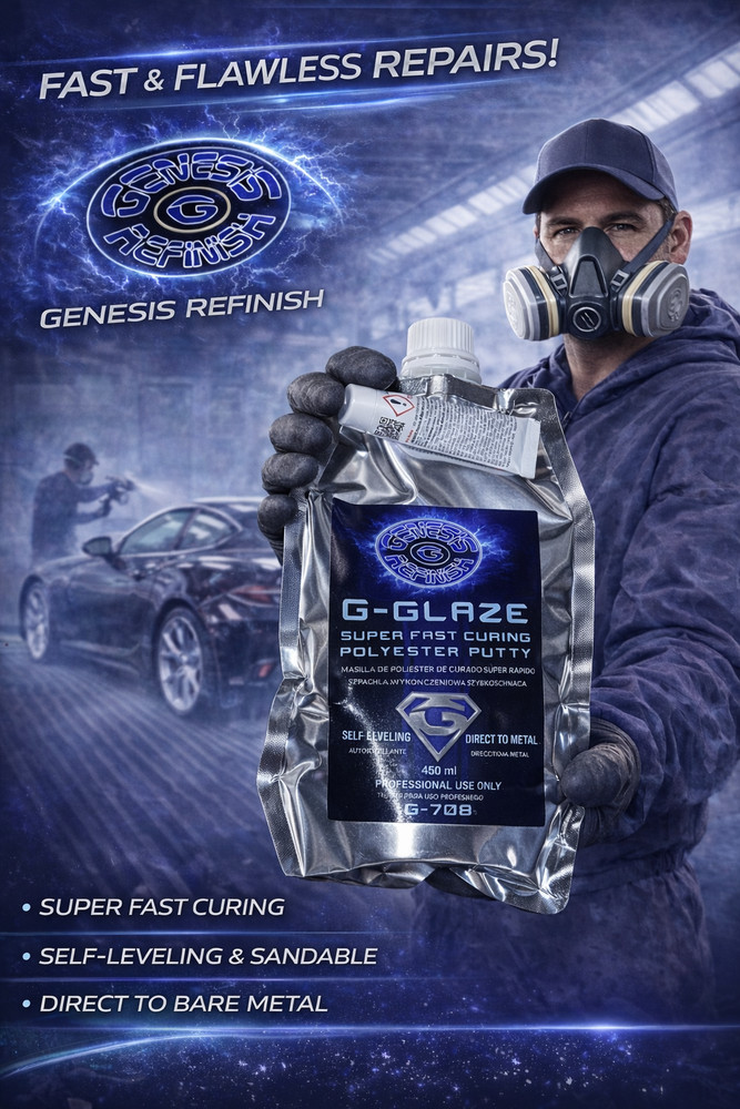 GENESIS REFINISH G-708 G-GLAZE SUPER FAST CURING POLYESTER PUTTY 450ML (2/PACK)