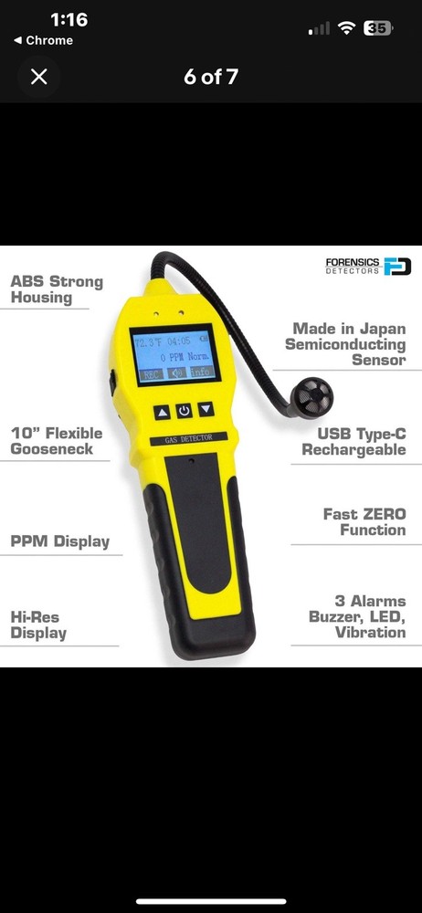 Gas Leak Detector with hard case FORENSICS DETECTOR FD-90E