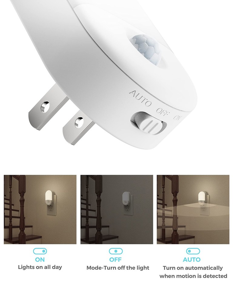 Motion Sensor Night Light, [2 Pack] Motion Activated Night Light, Daylight Wh...