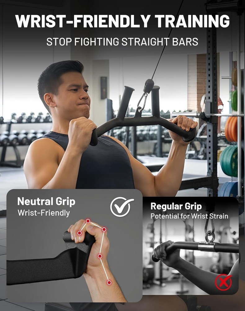 2-in-1 Lat Pulldown Bar, Narrow and Wide Grip Lat Pull Down Attachments