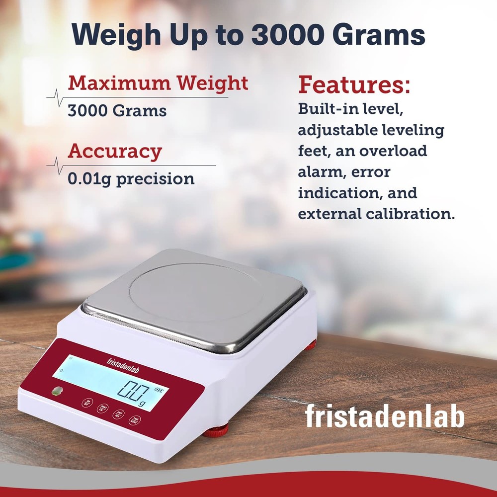 Fristaden Lab Digital Balance 0.01g Precision Analytical Scale, 3000g Capacity