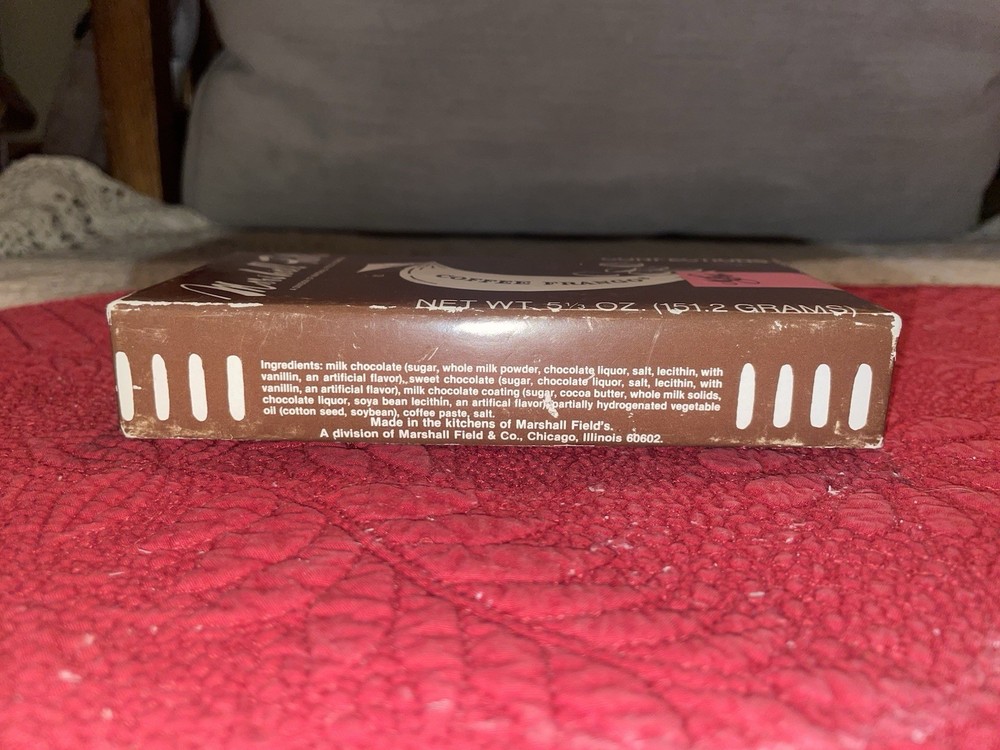 Vintage Marshall Fields Coffee Frango Confections Box Chocolate empty, Rare, 80s