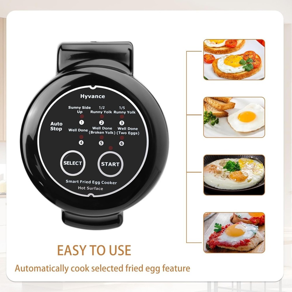 Smart Fried Egg Cooker, Automatic Fried Egg Maker for 6 Features like Sunny S...
