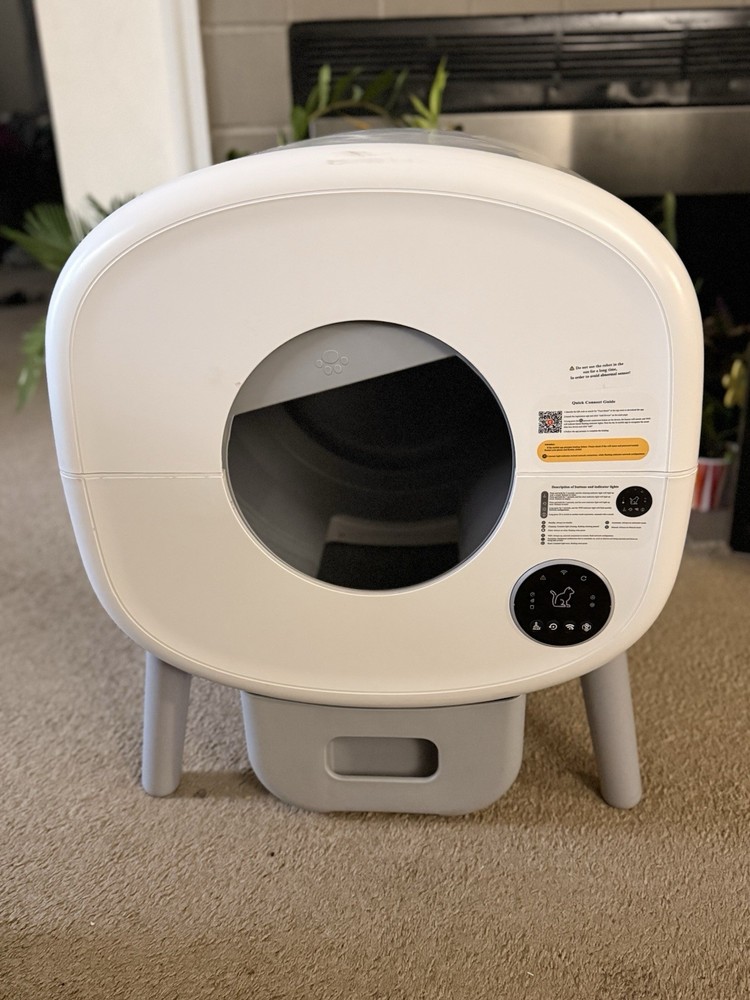 Smart Automatic Self-Cleaning Cat Litter Box with Wi-Fi, White