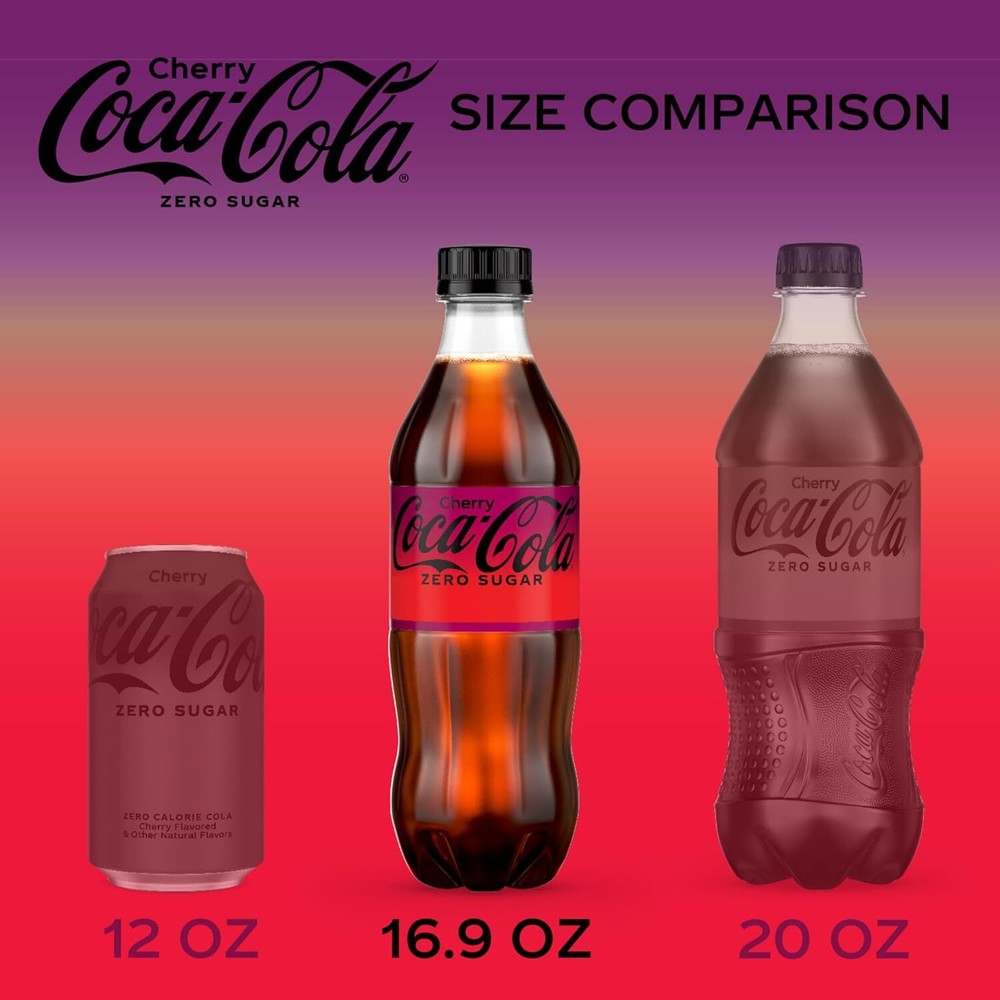 Coca-Cola Zero Sugar Cherry Diet Soda Soft Drink, 16.9 fl oz, 6 Pack