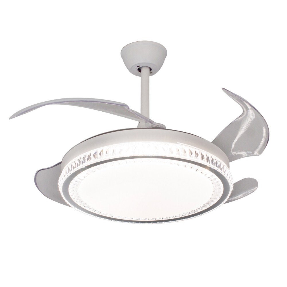 42" Modern 3Color Light Ceiling Light w/Fan Remote Control Retractable Blades