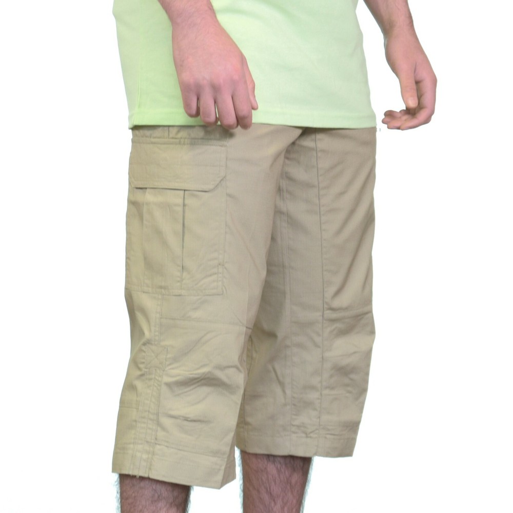 Men Long Cargo Shorts Khaki