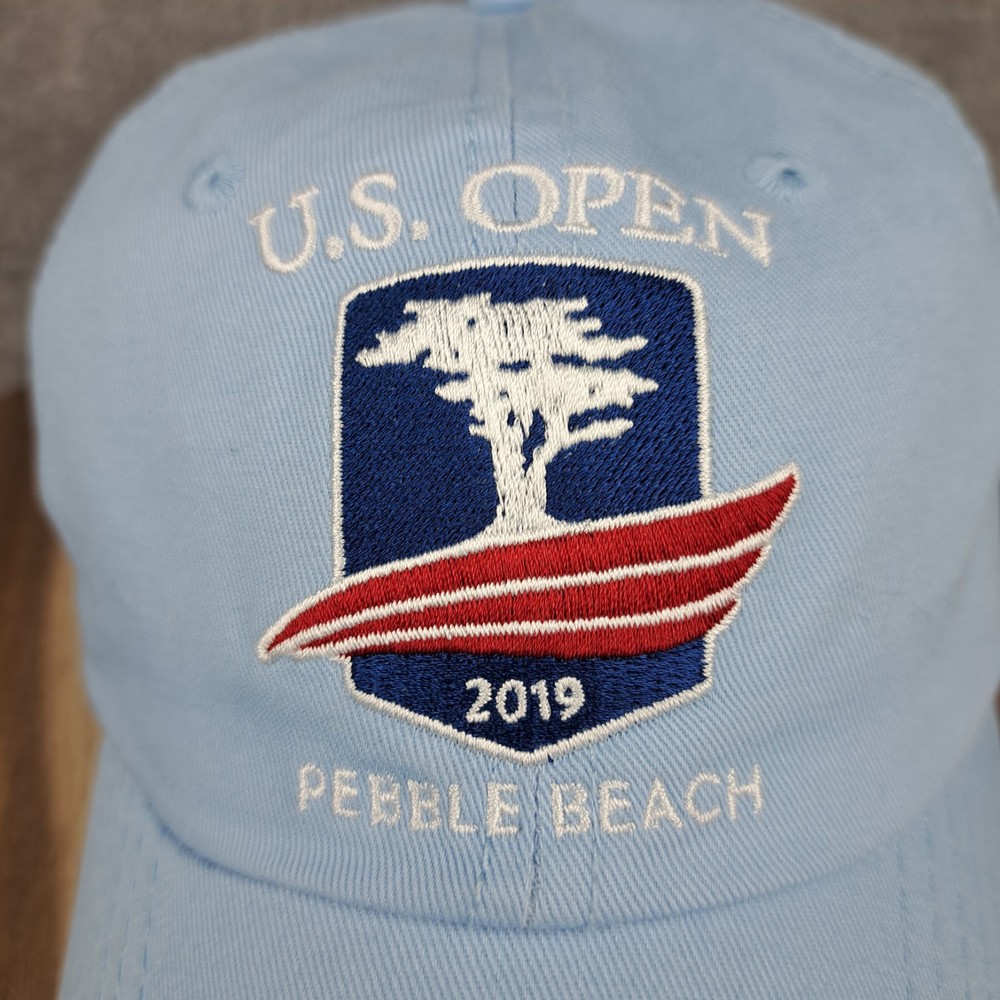 US Open Golf Hat Cap Strap Back Blue White 2019 Pebble Beach USGA Member Script