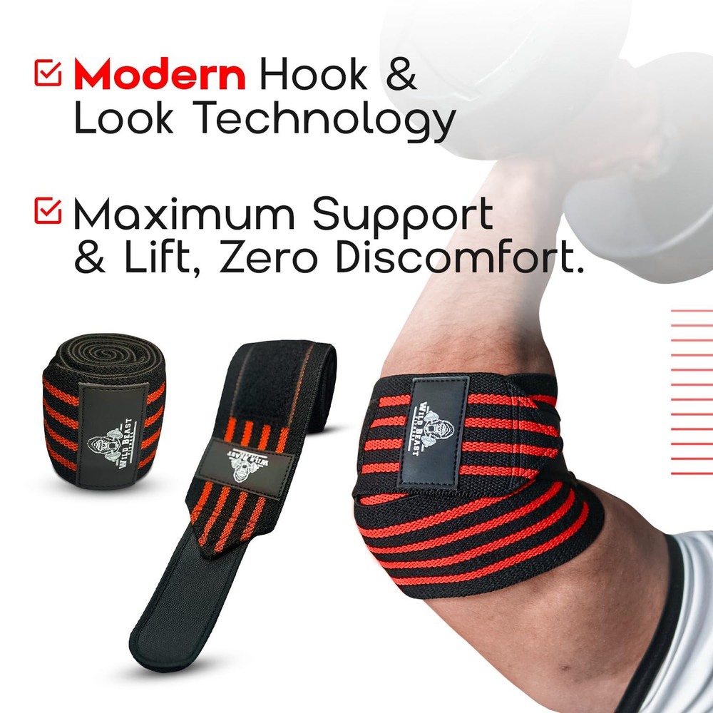 Elbow Wraps for Weightlifting (Pair), Stretchable & Breathable 41" Elbow Comp...