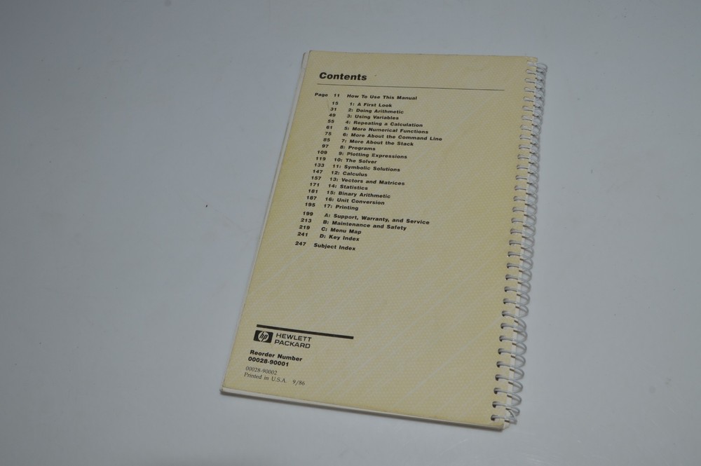 *CF* Hewlett-Packard HP-28C Getting Started Manual 1986 (OKW3)