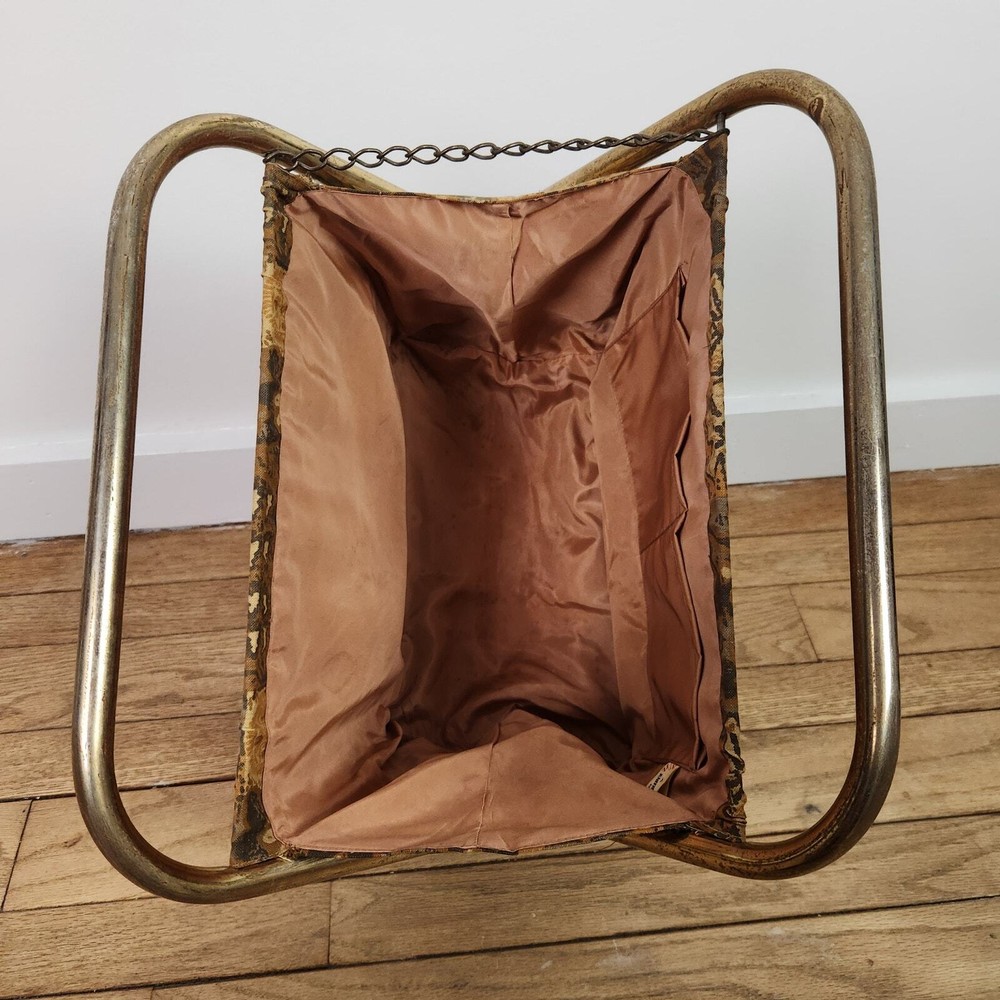 70s Bark Cloth Folding Knitting Bag by Knitility