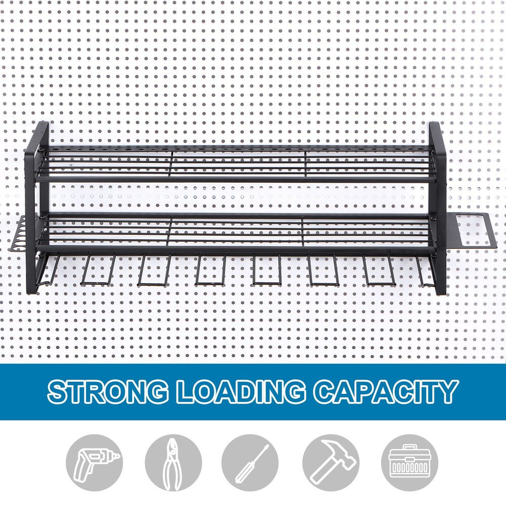 Power Tool Organizer 3 Layers 7 Drill Storage Racks Wall Mount Garage Tool Shelf