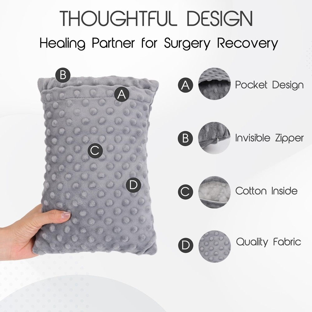 zhijiazhi Abdominal Surgery Pillow with Small Rectangular Pillow, Grey