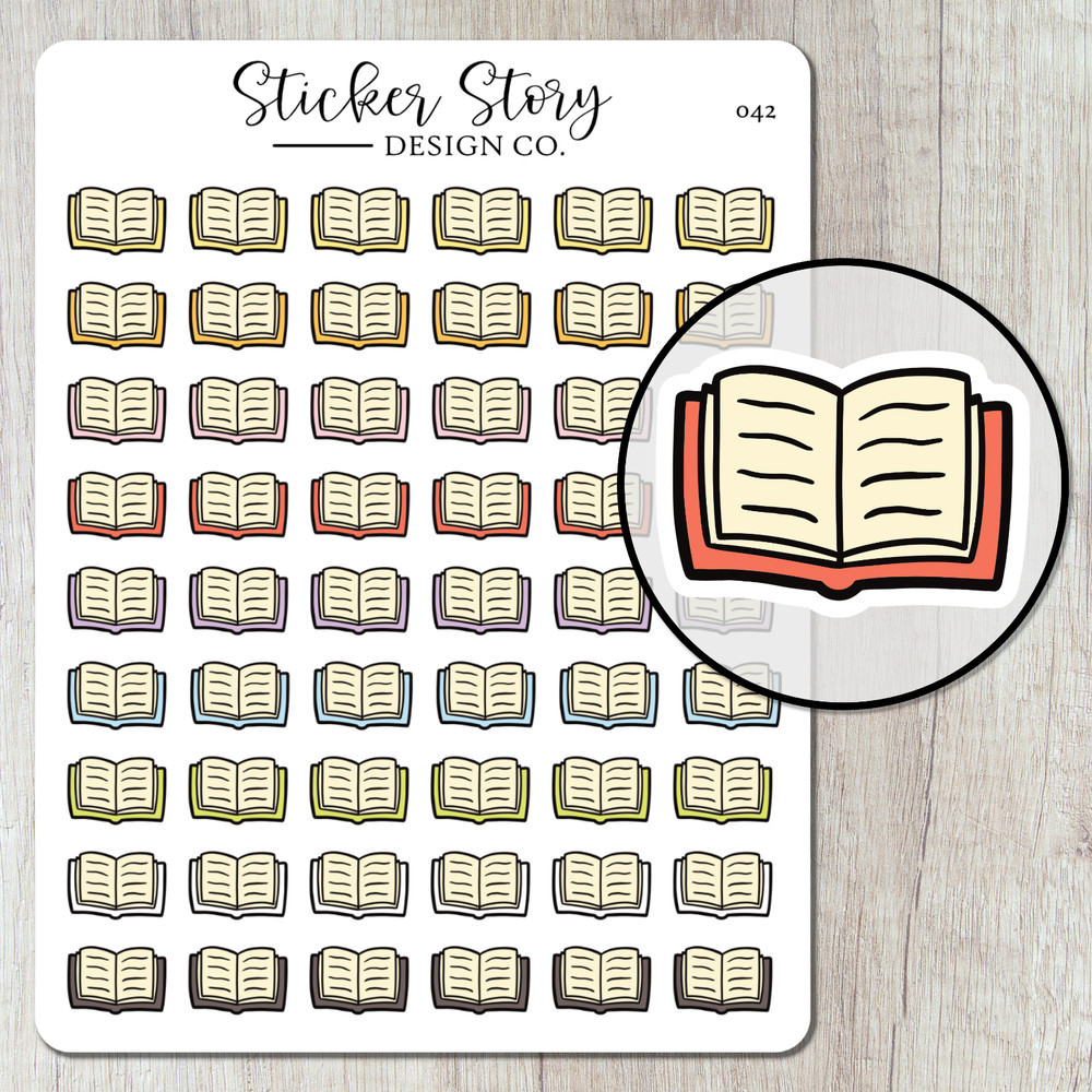Reading Planner Stickers, Open Book Planner Stickers