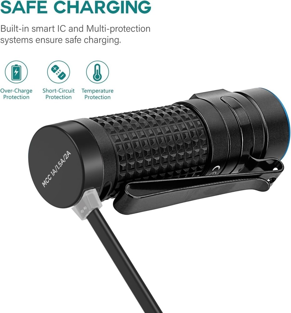High-Performance 1A/1.5A/2A Charger for Olight Flashlights - Safety Assured