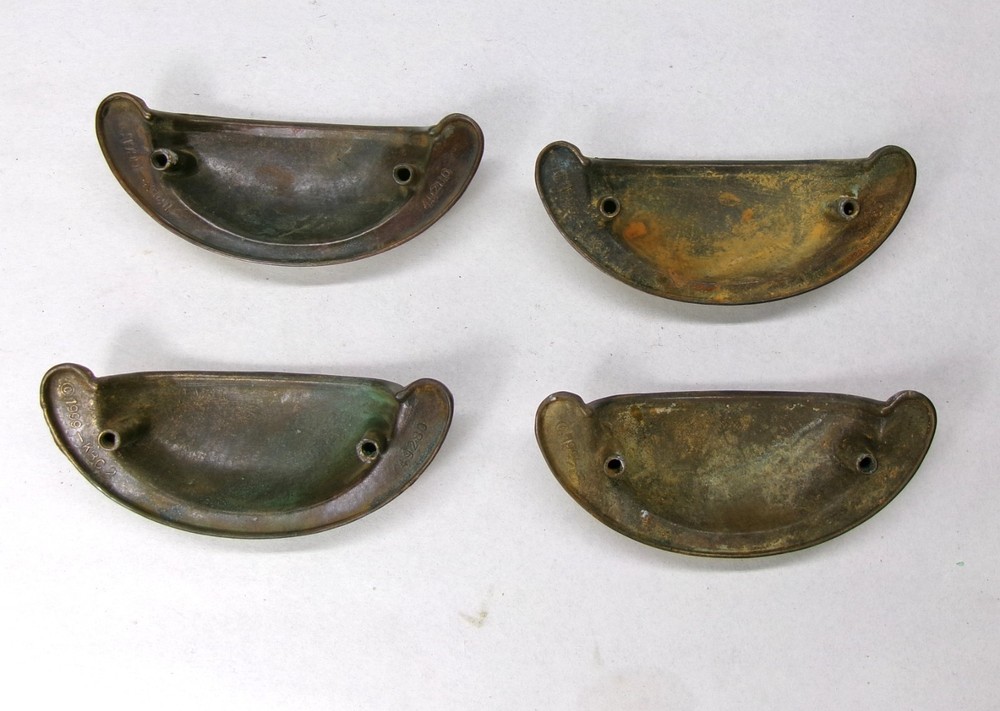 4 Vintage KBC Brass Cupboard Drawer Cabinet Pull Handle