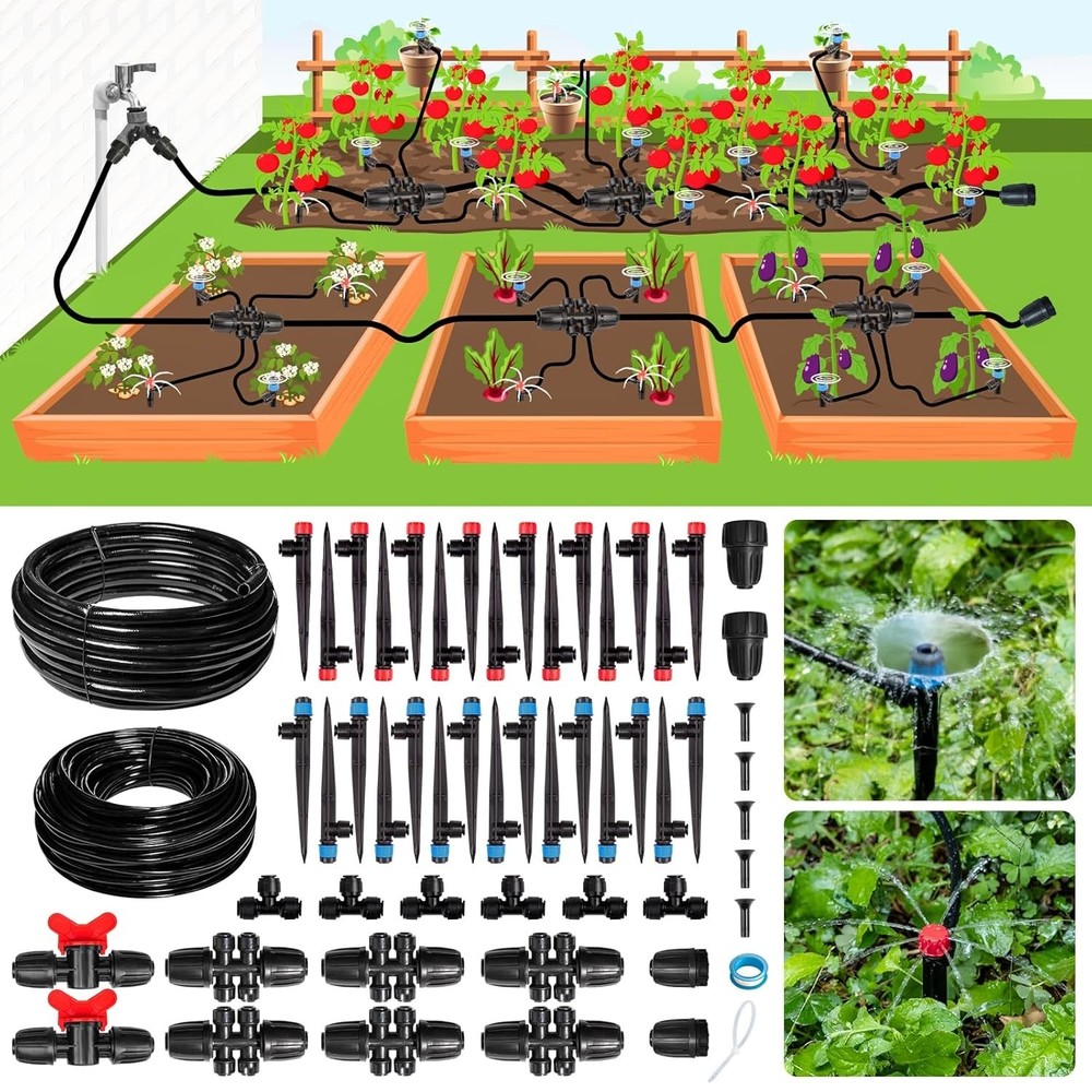 Automatic 240FT Drip Irrigation System - Quick Connect & Water Saving Technology