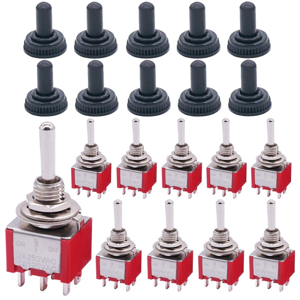 Twidec/10Pcs Mini Toggle Switch DPDT 3 Position 6 Pins 6Pin ON-OFF-ON