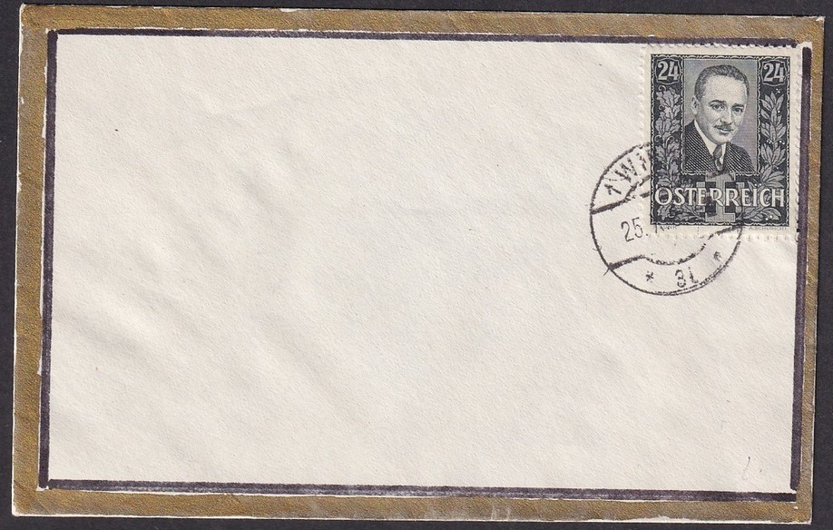 Austria 1934-35 Engelbert Dolefuss on gold bordered cover. FDC?
