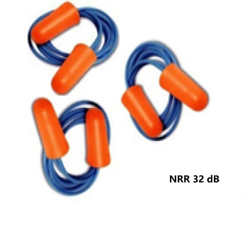 100 Pairs Disposable Soft Polyurethane(PU) Foam Ear Plugs NRR dB32 with Cord