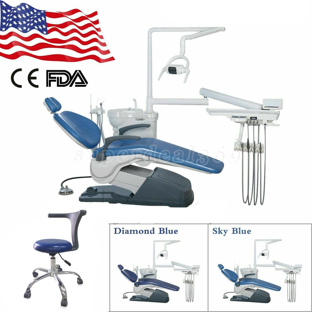 Dental Chair Unit PU Leather Computer Controlled DC Motor Stool Kit /Sterilizer