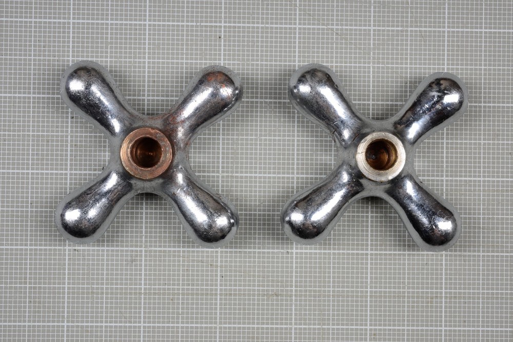 Vintage Original Solid Brass Cross Style Handles.