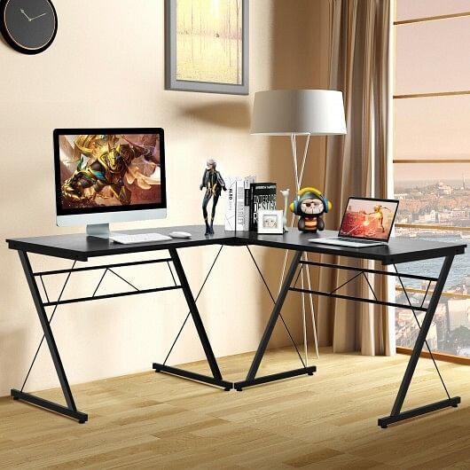 59 Inches L-Shaped Corner Desk Computer Table for Home Office Study Workstation-