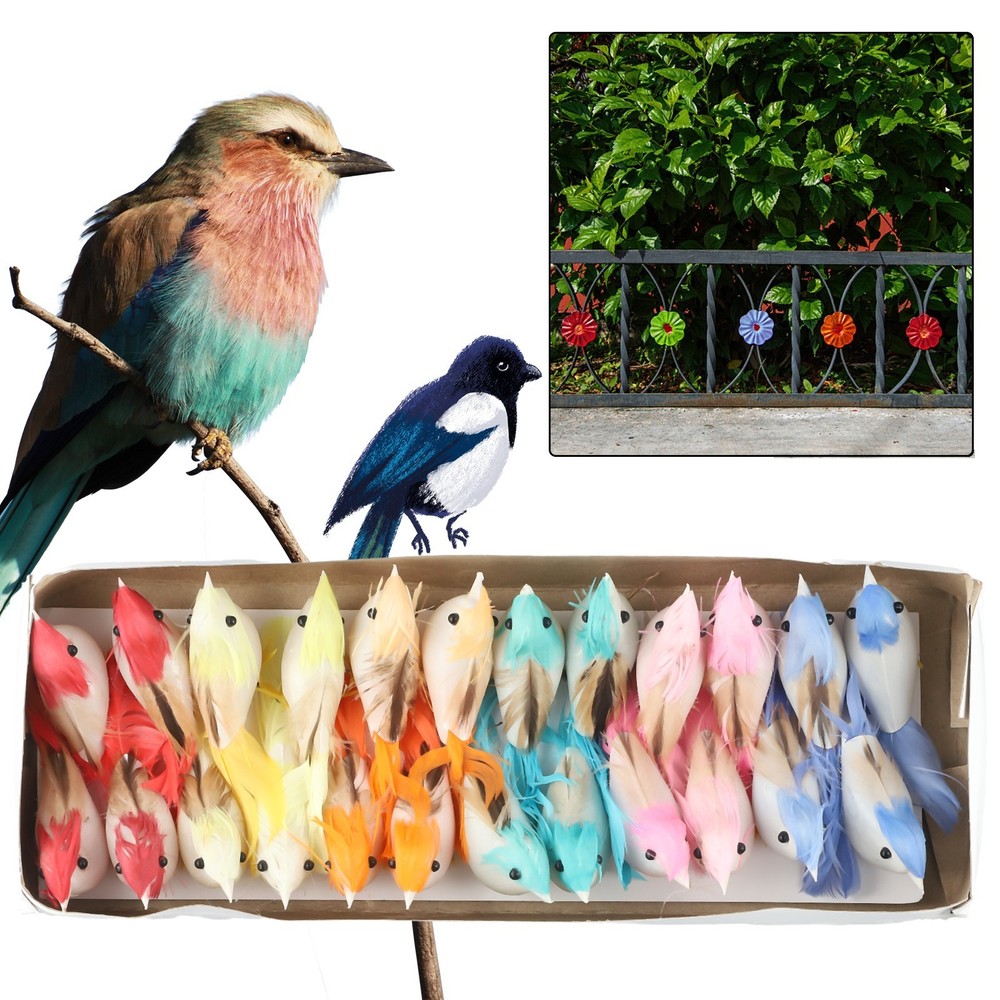 Simulation Feather Bird Home Garden Decor Multi Functional 24 Pcs DIY Crafts