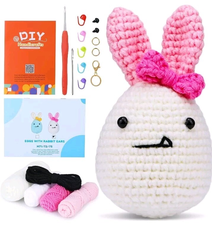 Egg With Rabbit Ears DIY Crochet Kit Easter Decoration