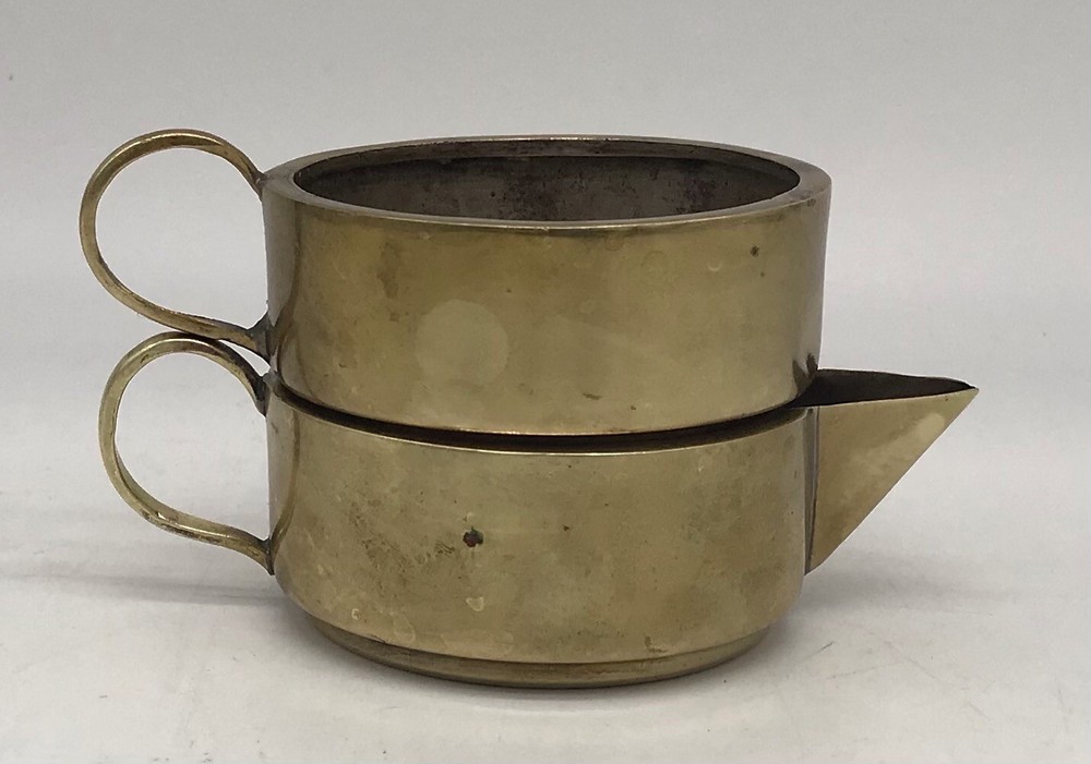 Vintage Brass Stacking Nesting Creamer and Sugar Bowl