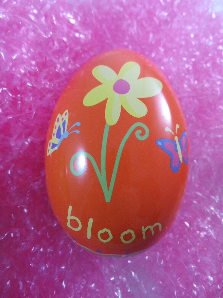 Tin Easter Eggs 3 Empty Candy Containers Spring Theme Hip-Hop Chickie Bloom