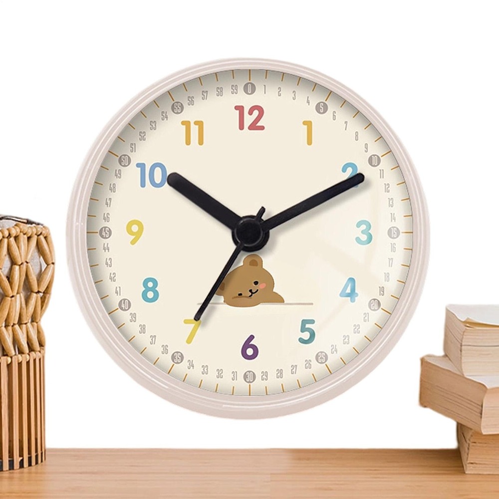 Small Shower Clock Bathroom Round Quiet Wall Decor with Suction Cup