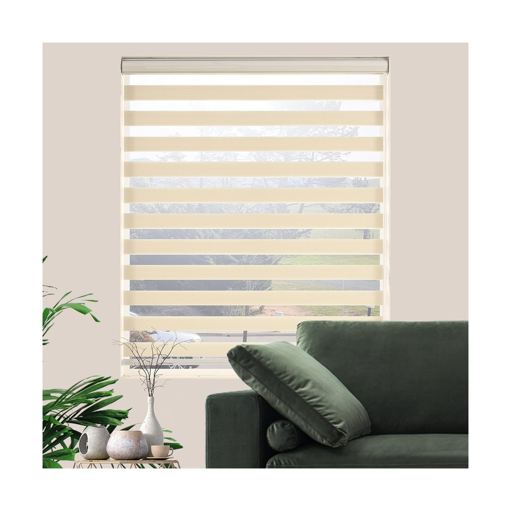 Window Blind Dual Layer Polyester Zebra Roller Light Filtering Sheer Shades W...