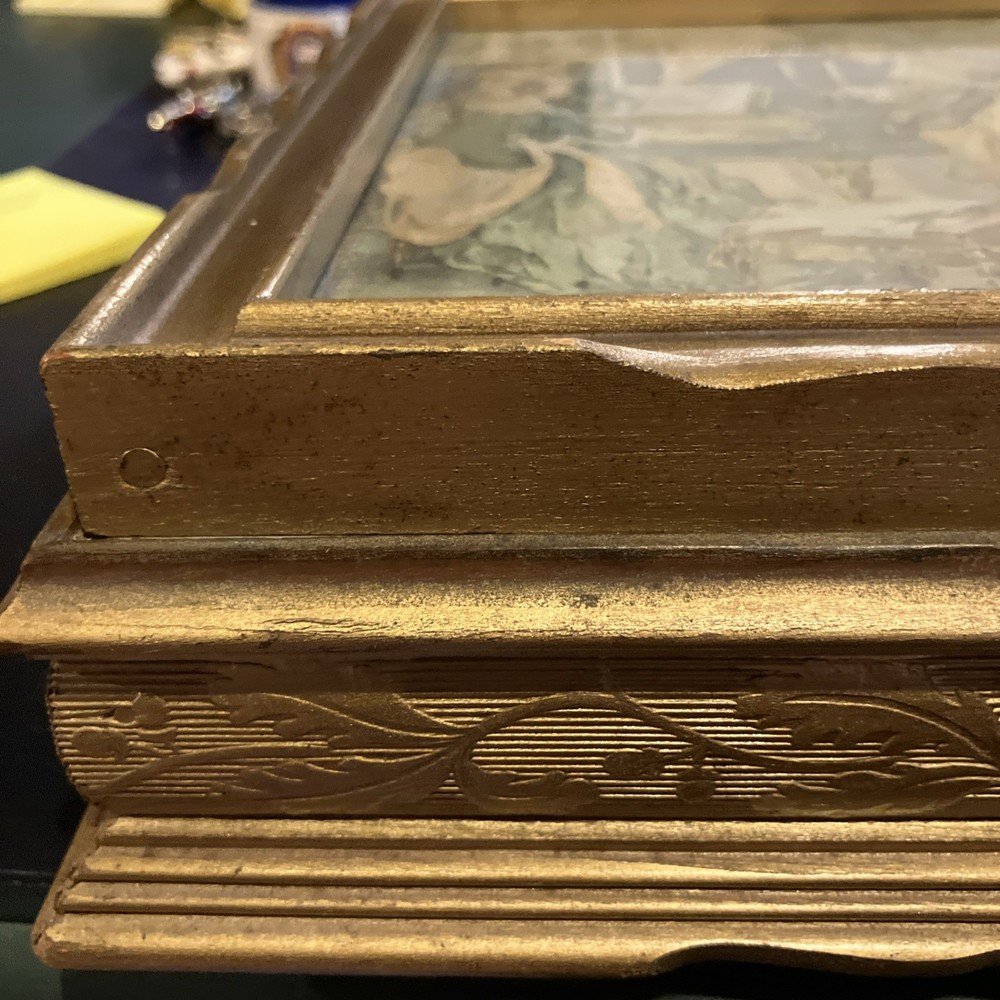 Musical Interlude Picture Mirror Box Vintage