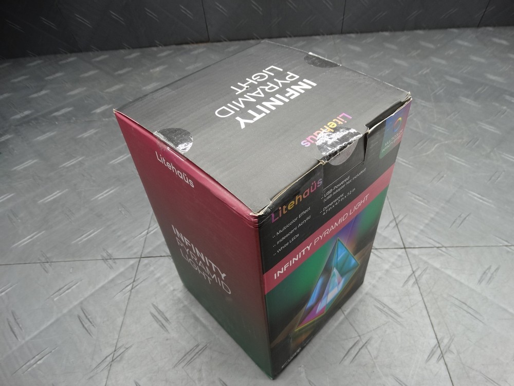 7.7 in. Iridescent Acrylic Indoor Infinity Table Light Pyramid