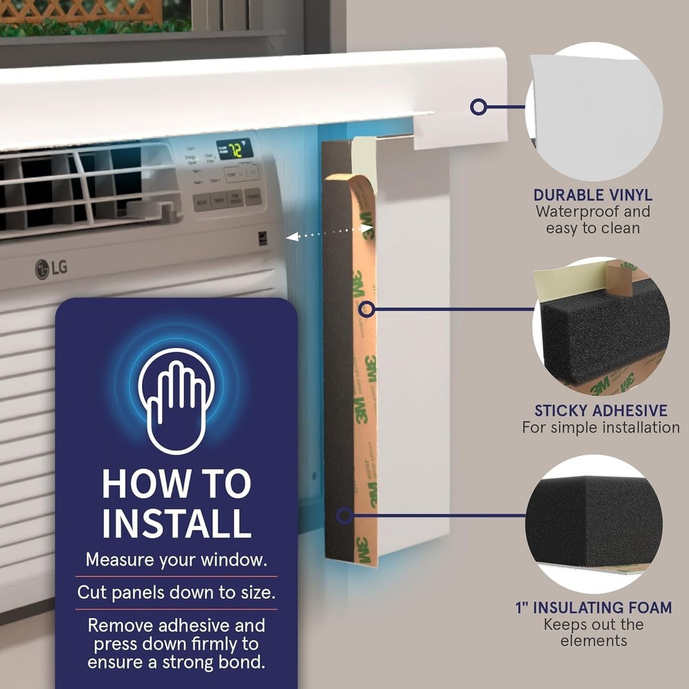 Surround Insulation Side Panels White for Window AC Unit