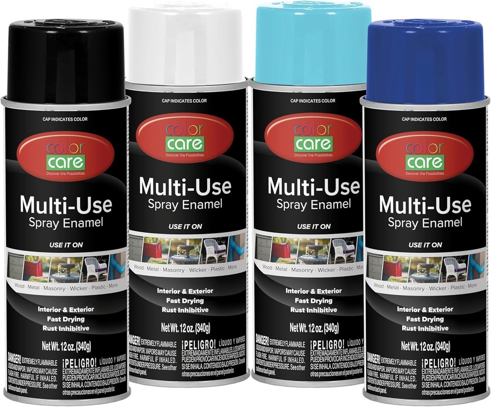 Spray Paint, 12 oz, 4-Pack (Gloss White, Gloss Black, Dark Green, Ruby Red)