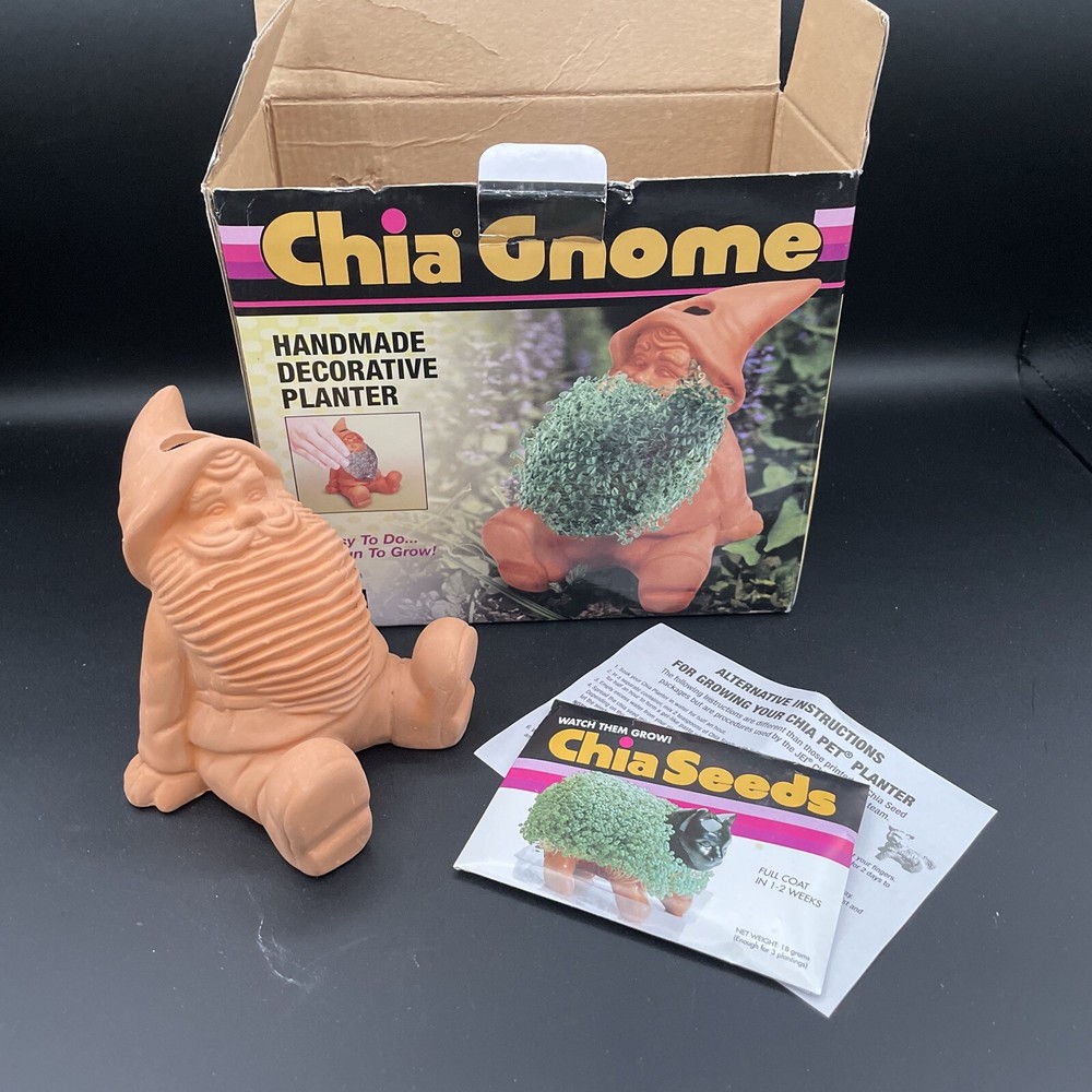 Chia Pet Gnome with Seed Pack - Decorative Pottery Planter